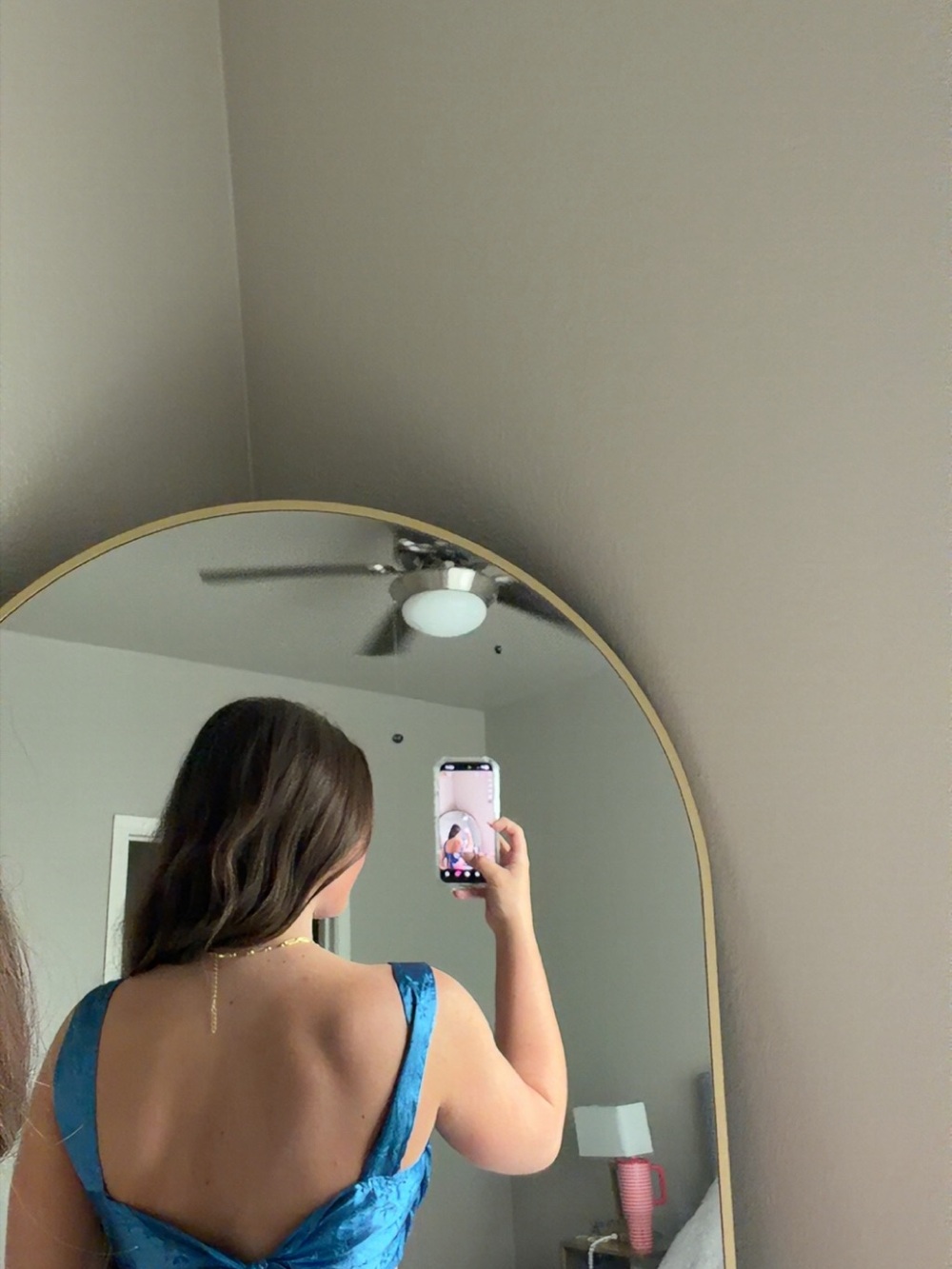 Cider Blue Satin Cowl Crop Camisole - Picture 2 of 2